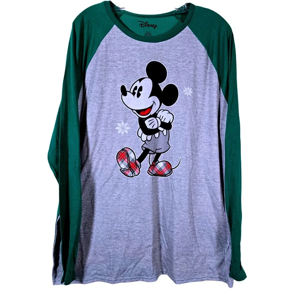 Disney‎ Mickey Mouse Christmas Pajamas Set Long Sleeve Fleece Pants Women XL